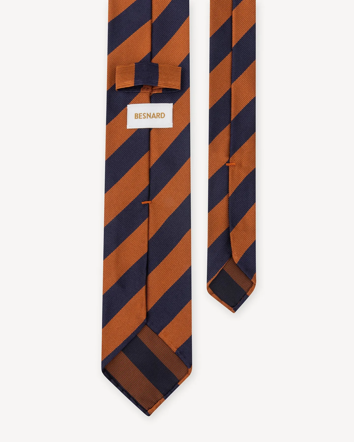 Navy and Orange Regimental Stripe Repp Tie