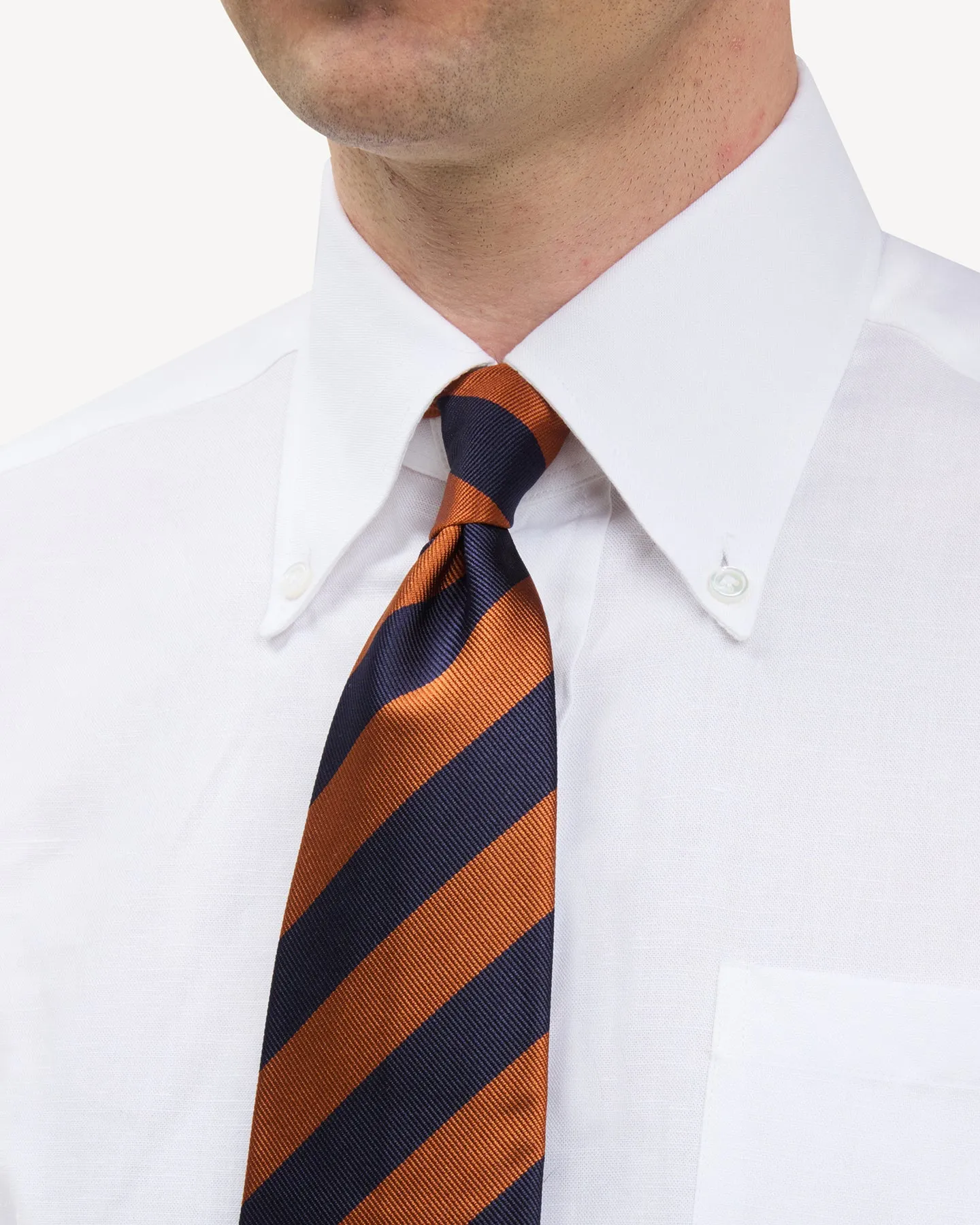 Navy and Orange Regimental Stripe Repp Tie