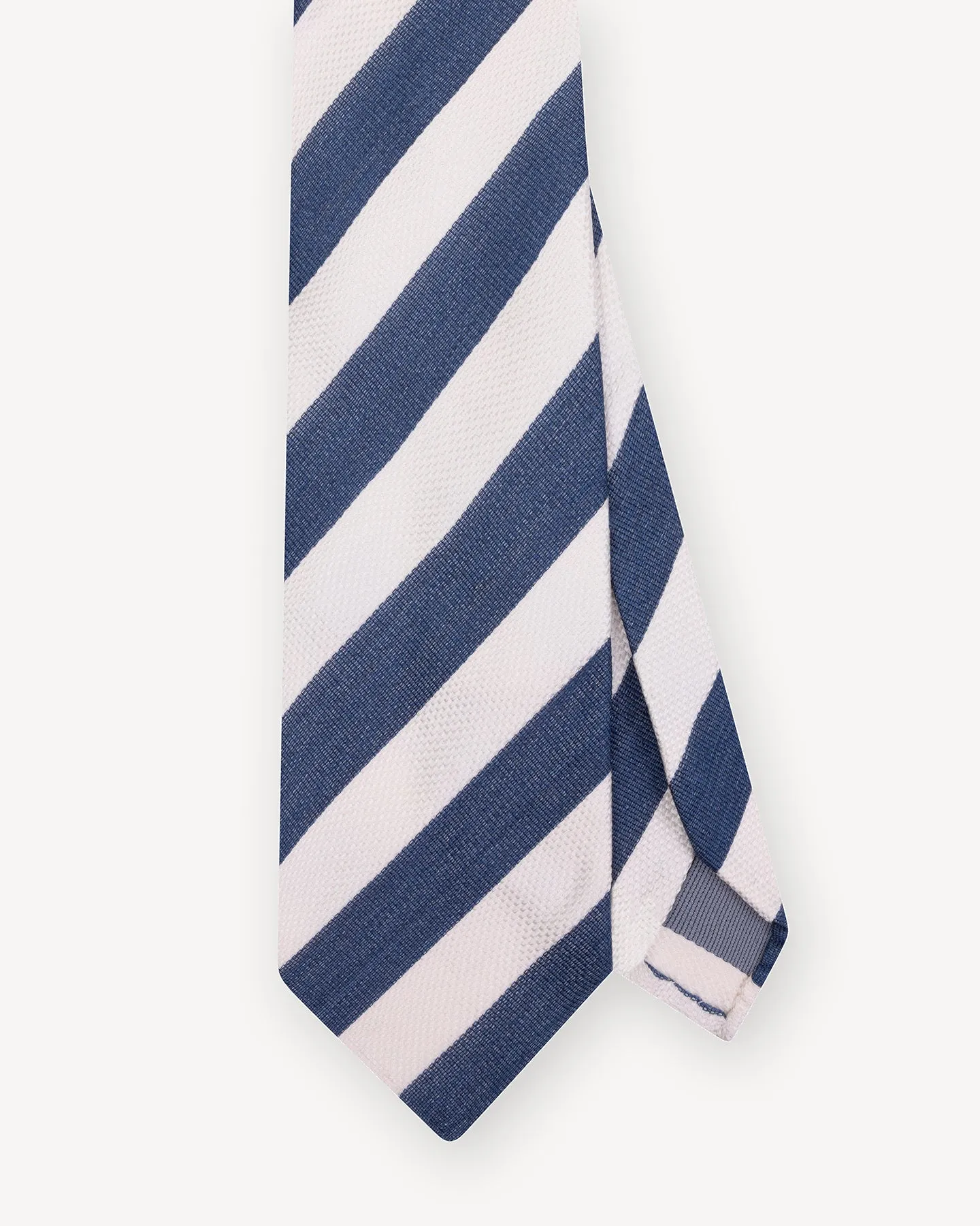 Navy and White Stripe Silk Tie
