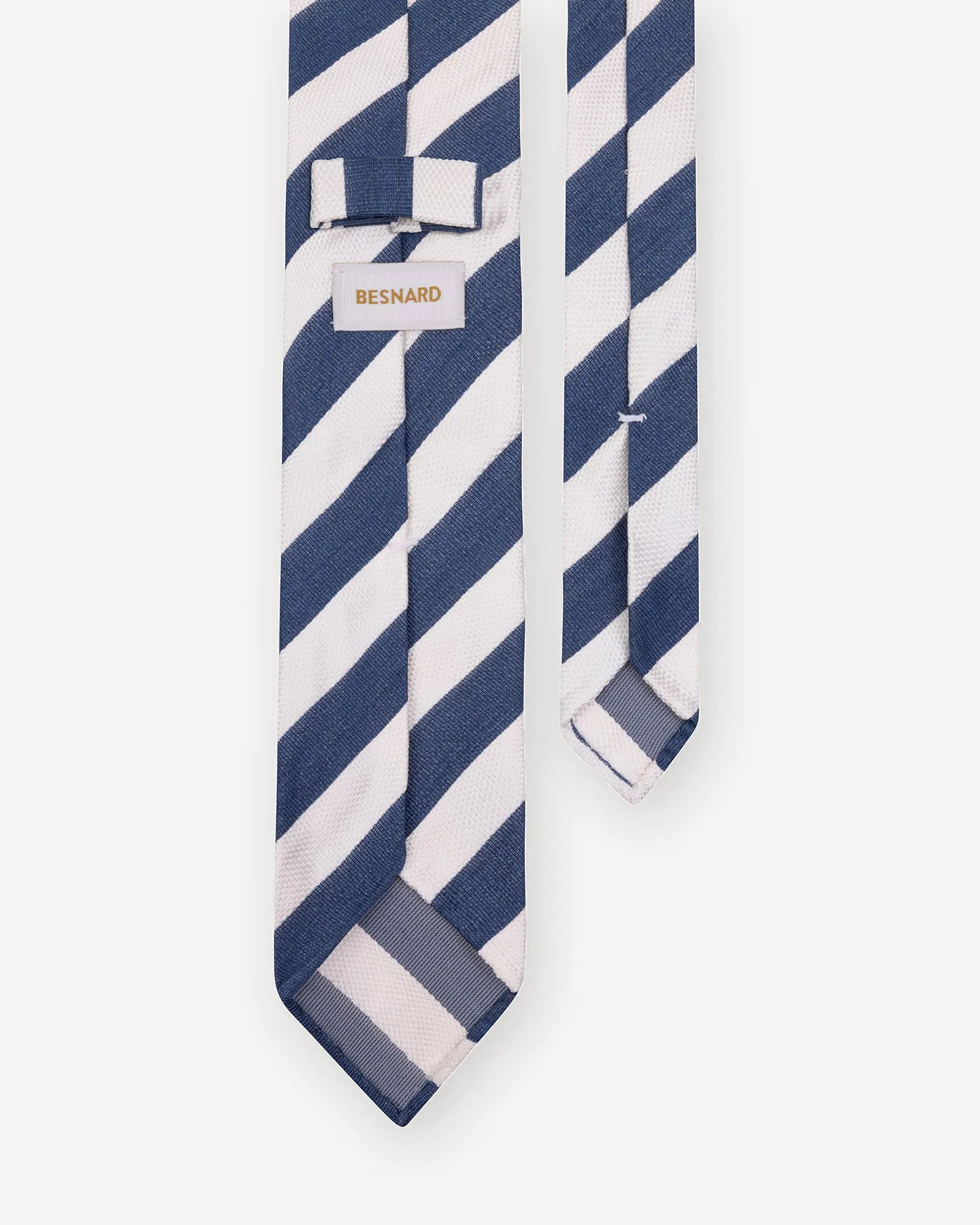Navy and White Stripe Silk Tie