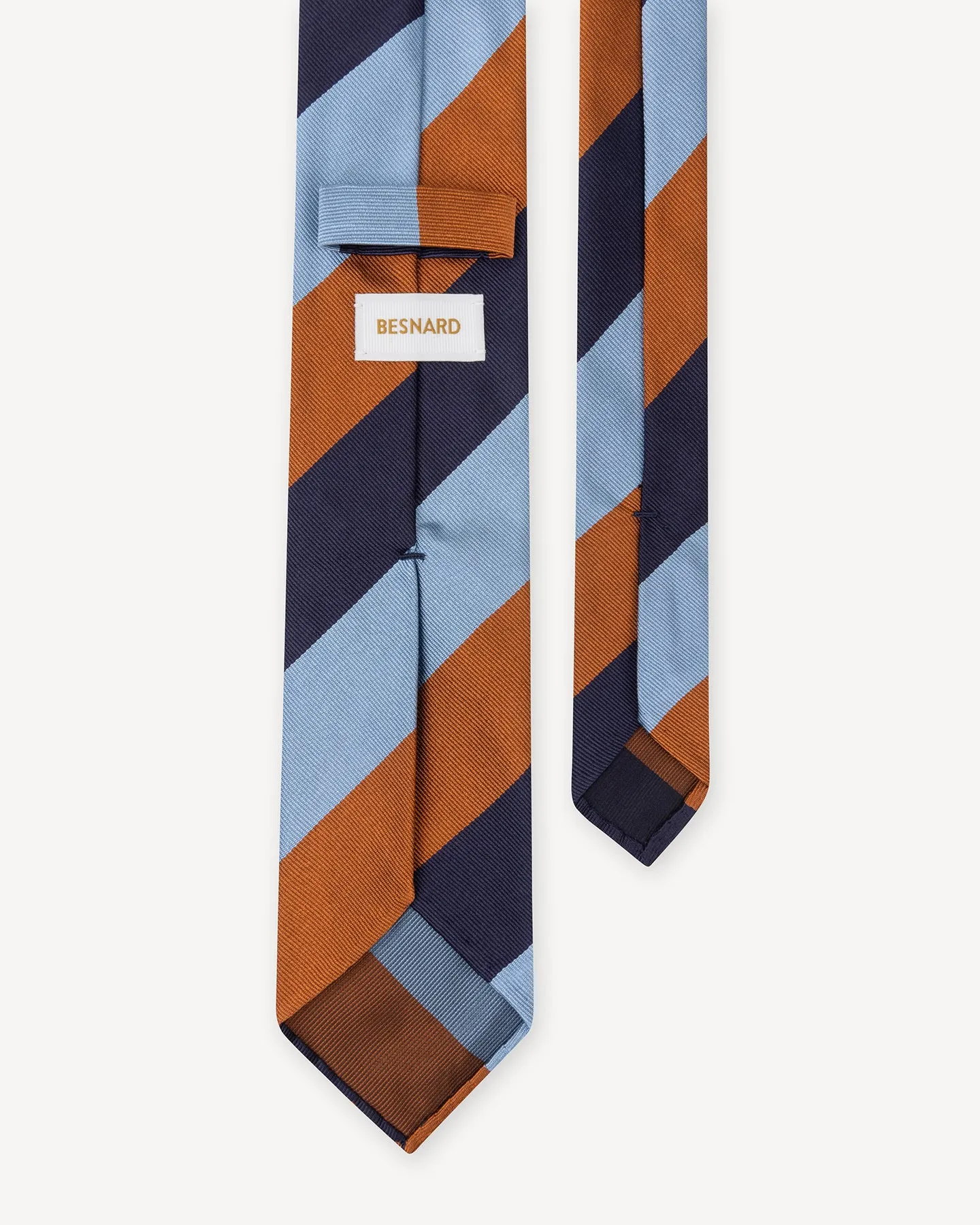 Navy, Blue and Orange Block Stripe Repp Tie