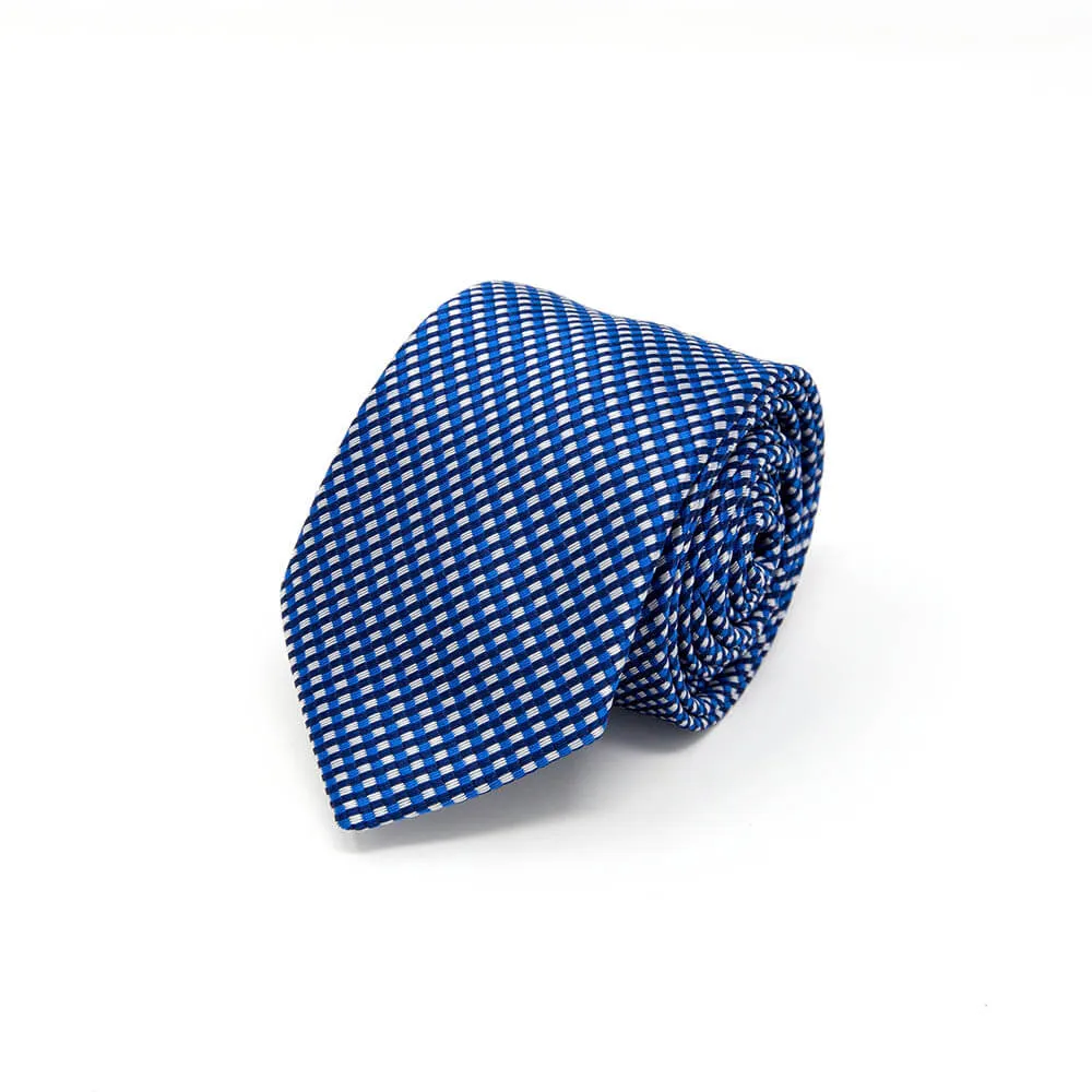 Navy Blue and White Pattern Tie