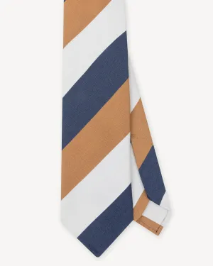 Navy Cream and Ochre Block Stripe Mogador Tie