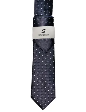NAVY DOT 2 PC TIE & HANKIE SET