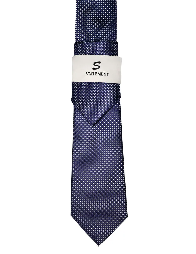 NAVY DOT 2 PC TIE & HANKIE SET
