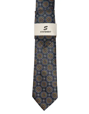 NAVY FLORAL 2 PC TIE & HANKIE SET