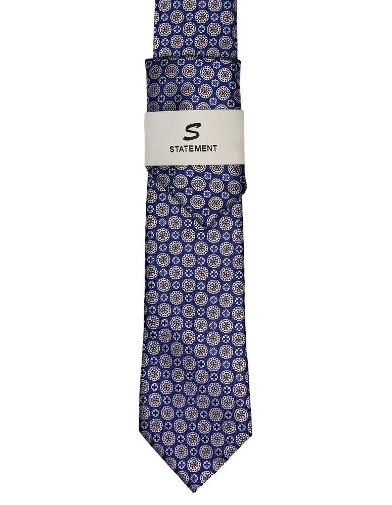 NAVY GEO 2 PC TIE & HANKIE SET