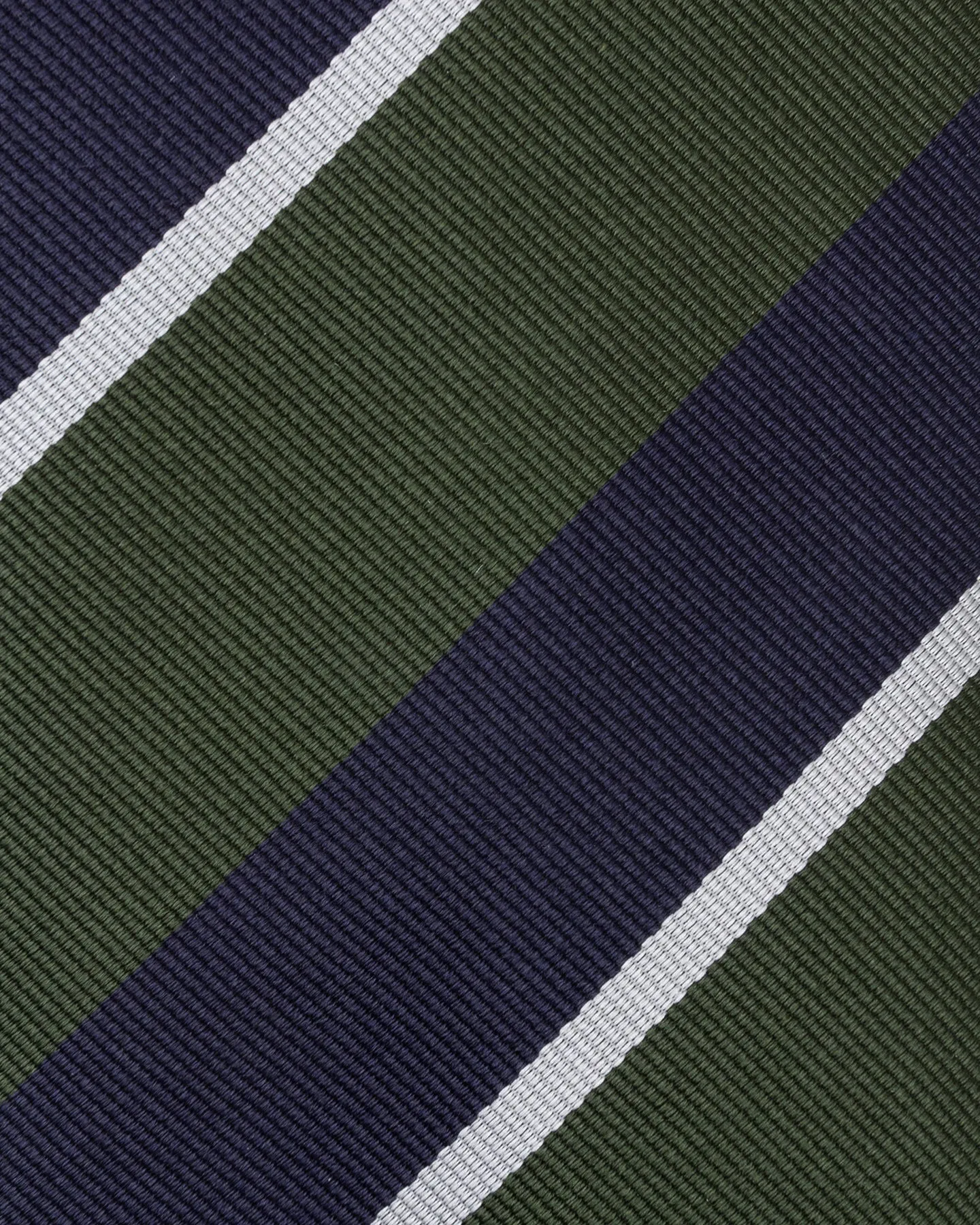 Navy Green and White Regimental Stripe Repp Tie