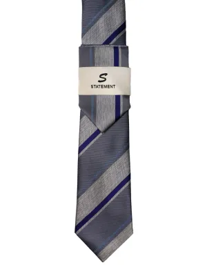 NAVY STRIPE 2 PC TIE & HANKIE SET