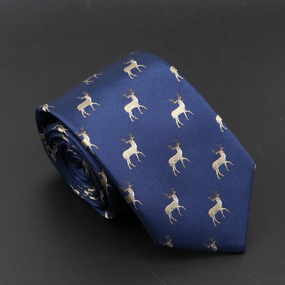 New Blue Printed Men&#39;s Tie Novelty Animal Fruit Pattern Neck Ties S lim Jacquard Woven High Quality Gravatas Accessories For Men