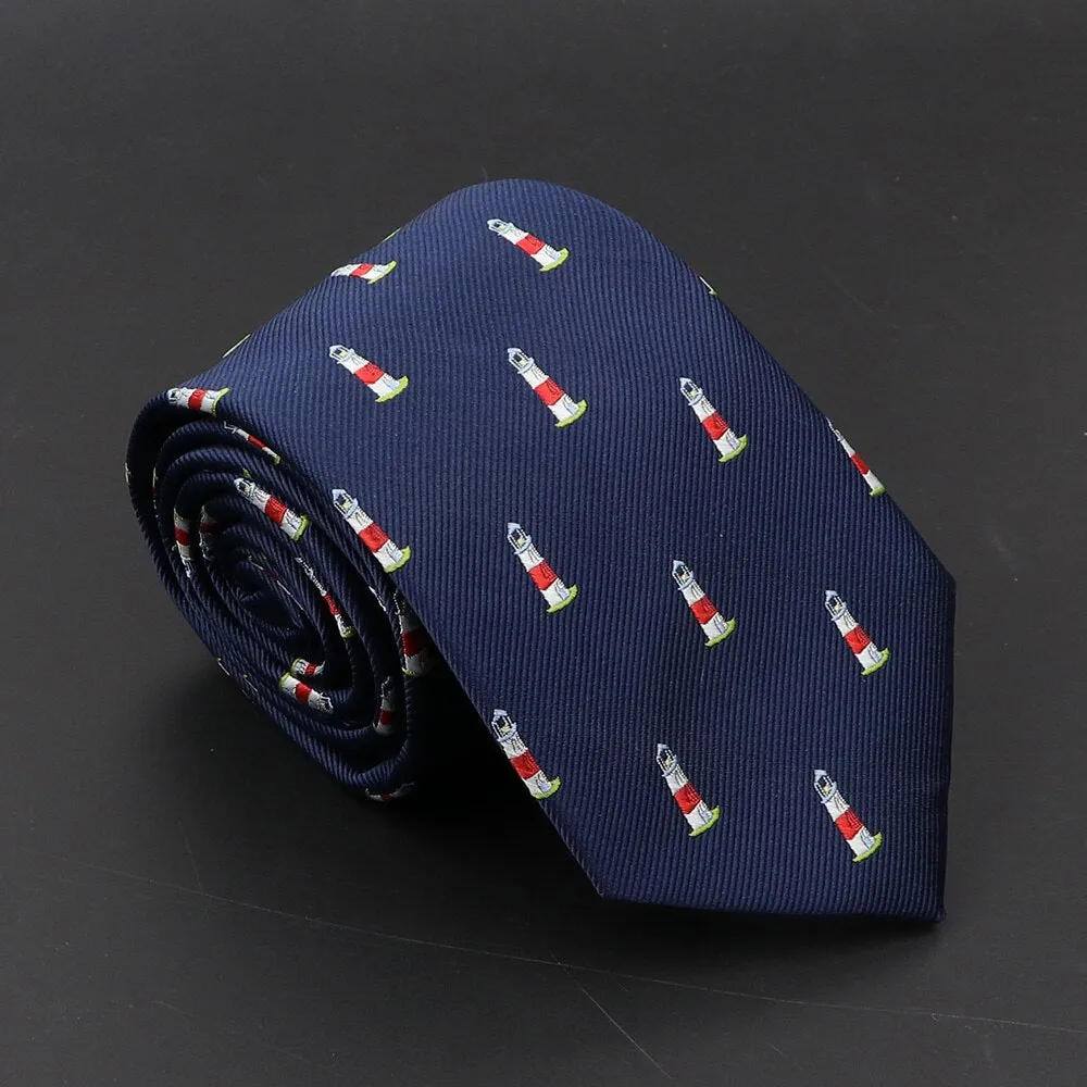 New Blue Printed Men&#39;s Tie Novelty Animal Fruit Pattern Neck Ties S lim Jacquard Woven High Quality Gravatas Accessories For Men