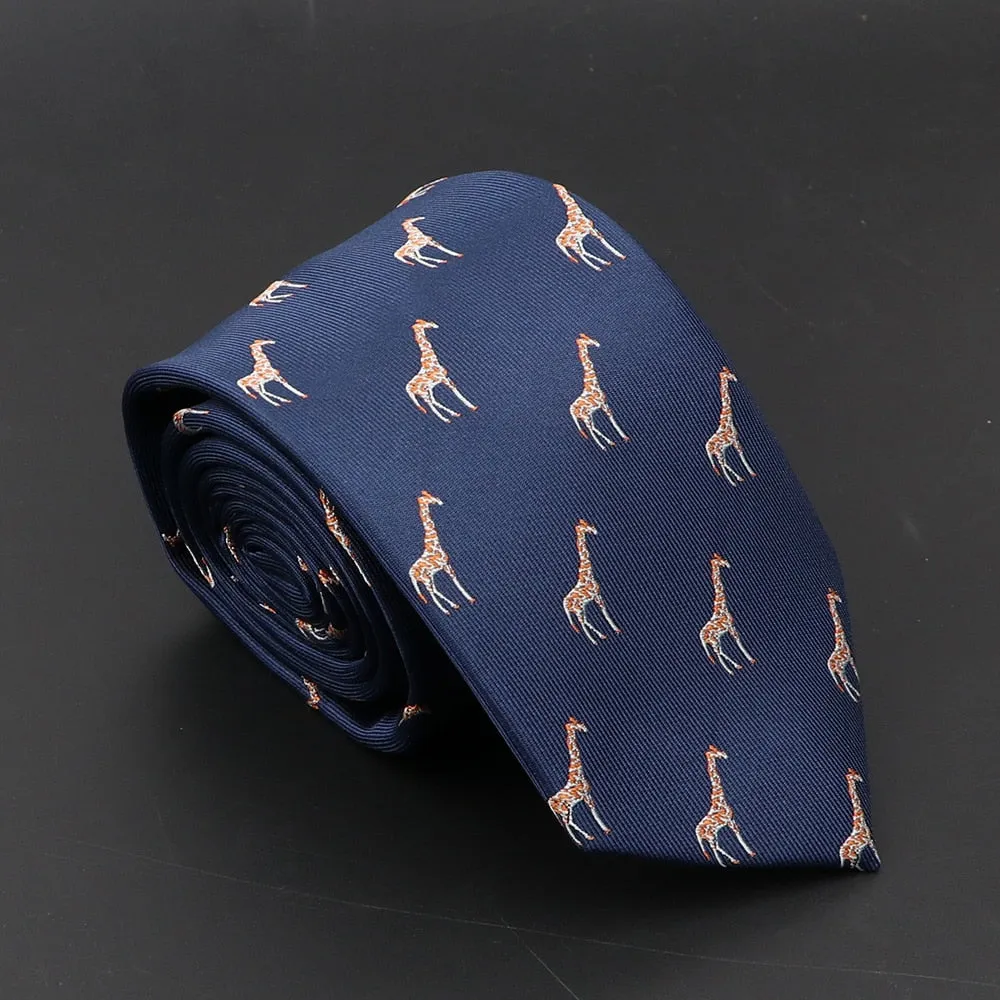 New Blue Printed Men&#39;s Tie Novelty Animal Fruit Pattern Neck Ties S lim Jacquard Woven High Quality Gravatas Accessories For Men
