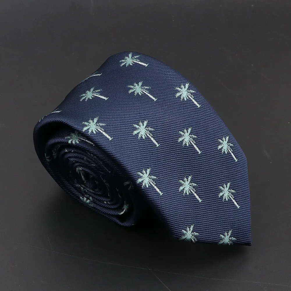 New Blue Printed Men&#39;s Tie Novelty Animal Fruit Pattern Neck Ties S lim Jacquard Woven High Quality Gravatas Accessories For Men