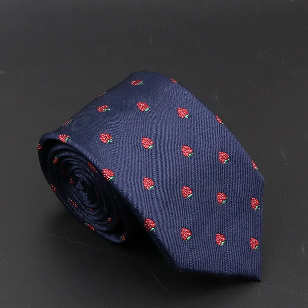 New Blue Printed Men&#39;s Tie Novelty Animal Fruit Pattern Neck Ties S lim Jacquard Woven High Quality Gravatas Accessories For Men