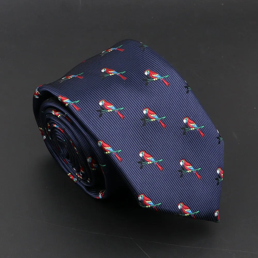 New Blue Printed Men&#39;s Tie Novelty Animal Fruit Pattern Neck Ties S lim Jacquard Woven High Quality Gravatas Accessories For Men