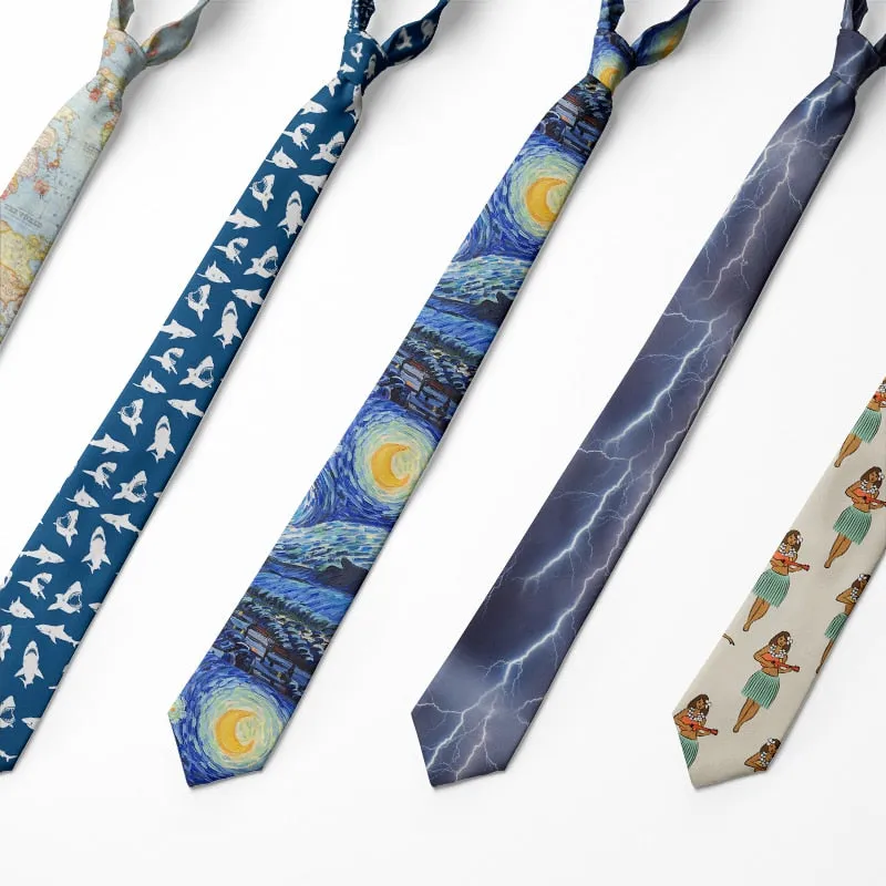 New Fashion Classic Gentleman  Ties Men 8cm Map Lightning Pattern Formal Wedding Necktie Accessories Ties Polyester Gravata