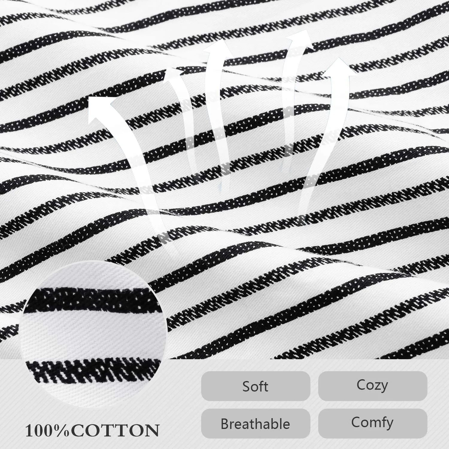 New HBlife Cotton Duvet Cover for Weighted Blanket (48''x72'' Twin Size) | Removable | 16 Ties | Black Striped! Great for use in weighted blankets!