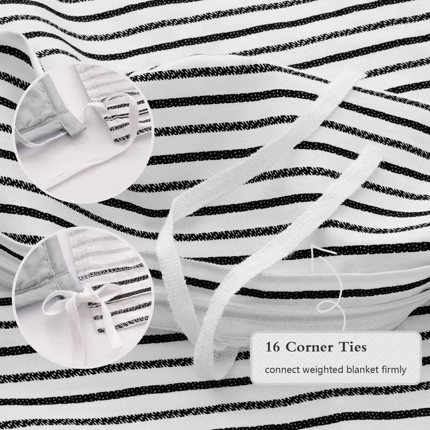 New HBlife Cotton Duvet Cover for Weighted Blanket (48''x72'' Twin Size) | Removable | 16 Ties | Black Striped! Great for use in weighted blankets!
