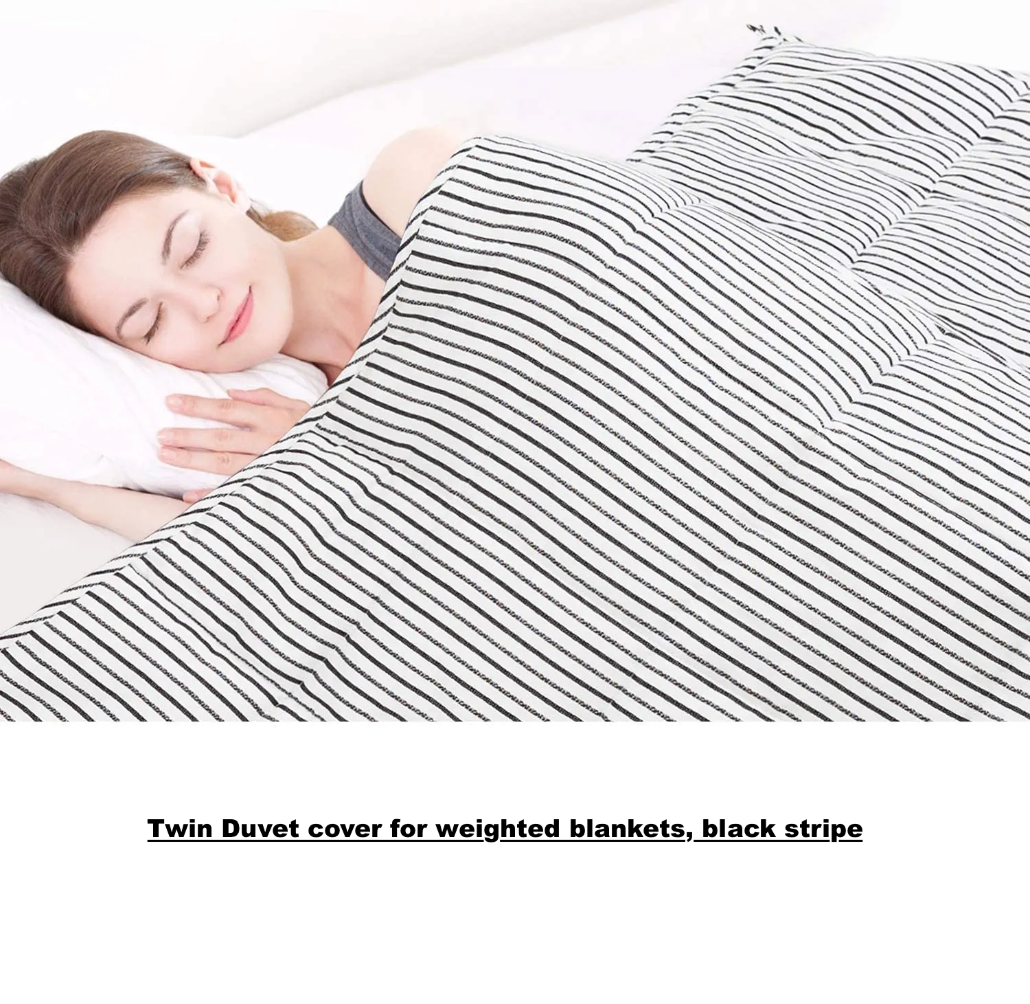 New HBlife Cotton Duvet Cover for Weighted Blanket (48''x72'' Twin Size) | Removable | 16 Ties | Black Striped! Great for use in weighted blankets!