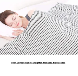 New HBlife Cotton Duvet Cover for Weighted Blanket (48''x72'' Twin Size) | Removable | 16 Ties | Black Striped! Great for use in weighted blankets!