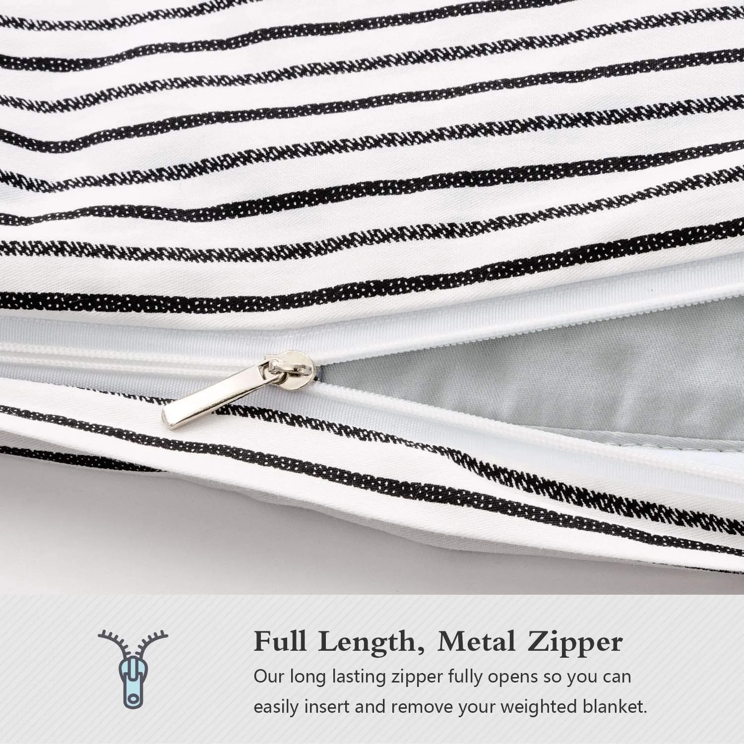 New HBlife Cotton Duvet Cover for Weighted Blanket (48''x72'' Twin Size) | Removable | 16 Ties | Black Striped! Great for use in weighted blankets!