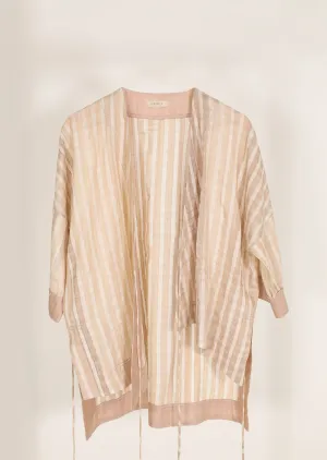 New Season Summer to Fall 2024-Kimono Tie Up Silk Ecru-CR/S/063-Suzanne-Fashion Edit Hemji