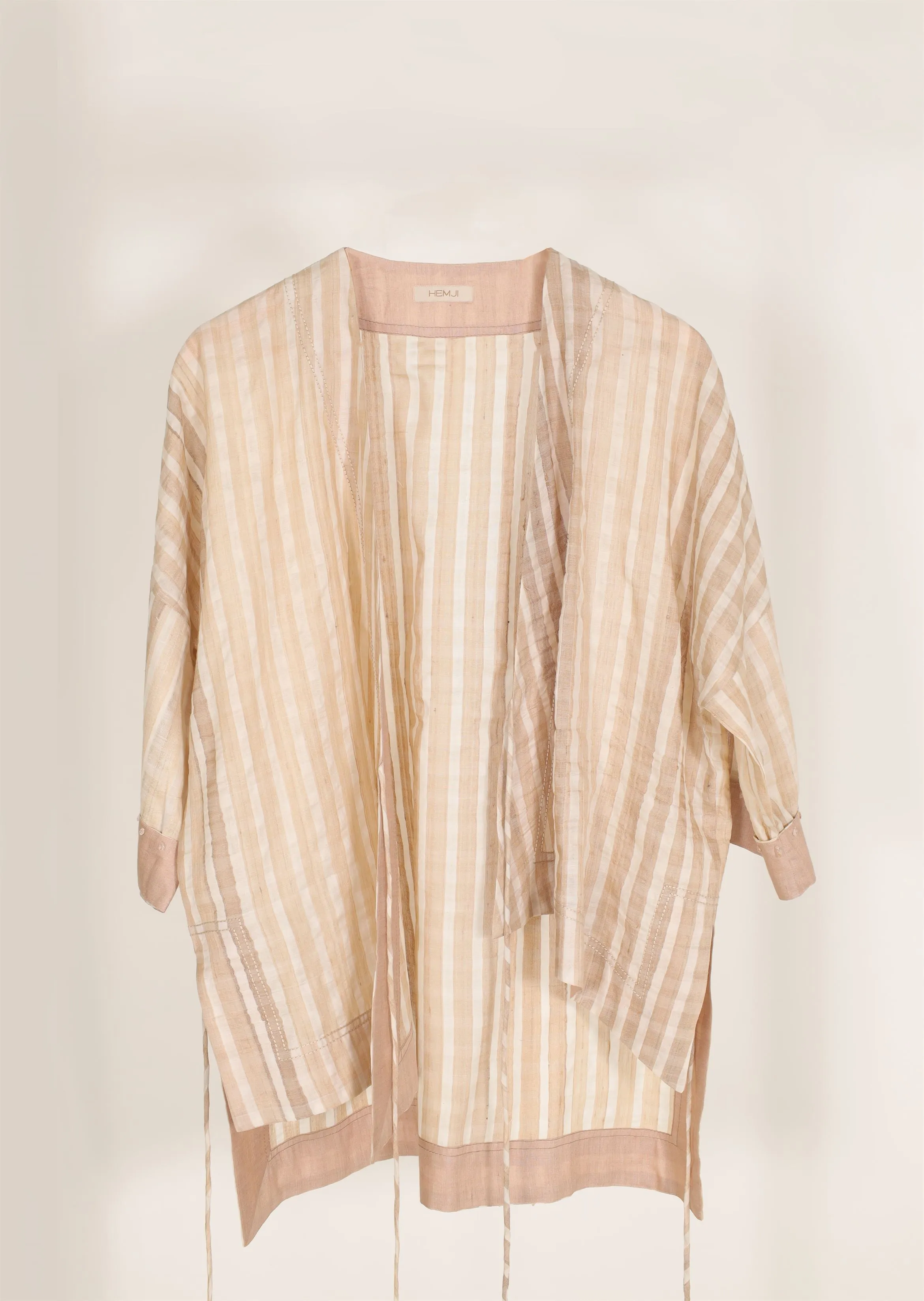 New Season Summer to Fall 2024-Kimono Tie Up Silk Ecru-CR/S/063-Suzanne-Fashion Edit Hemji