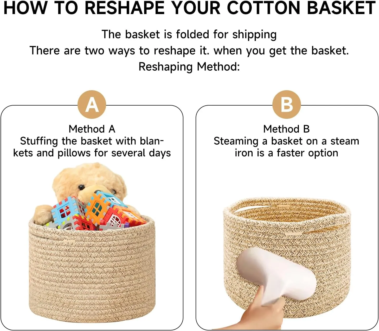 NEW Small Storage Basket for Organizing | Cube Shelf Closet Storage Baskets | 9.7×9.7×7.1” Cute Baby Basket for Nursery | Woven Rope Basket Bins | Gift Basket Easter | 1 Yellow Basket