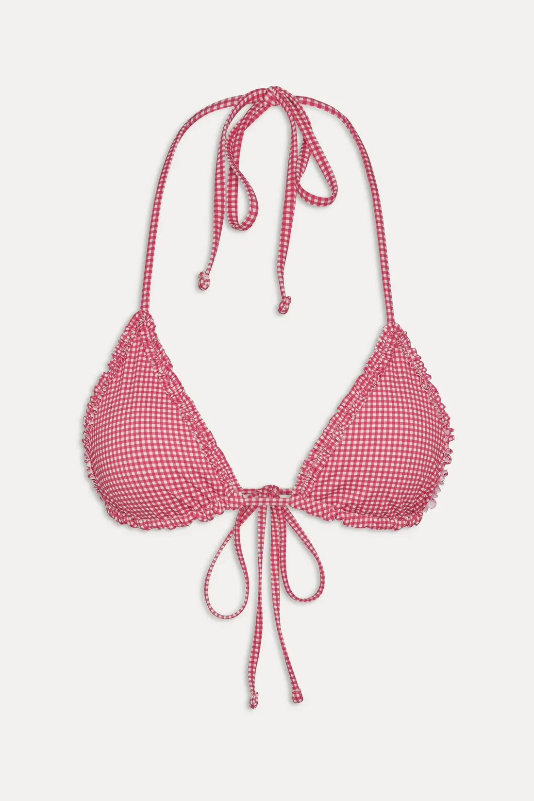 Nick Triangle Bikini Top in Ladybug Gingham