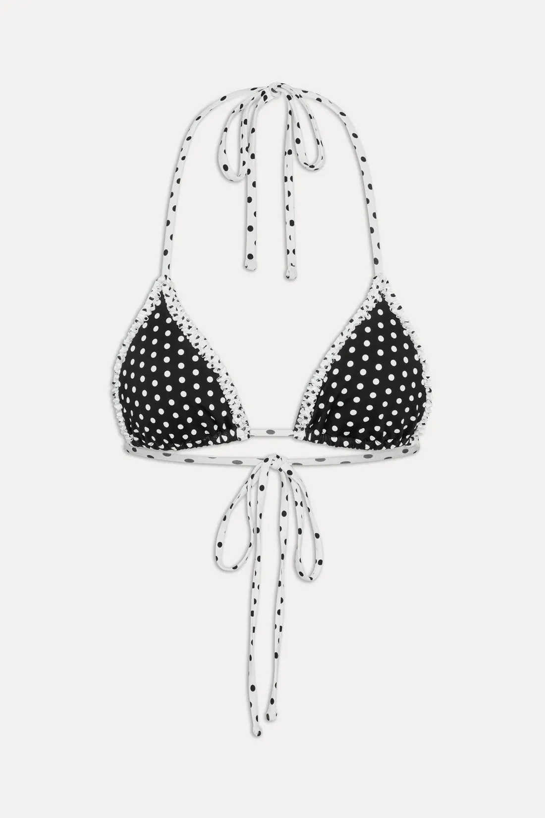 Nick Triangle Ruffle Bikini Top in Classic Polka Dot