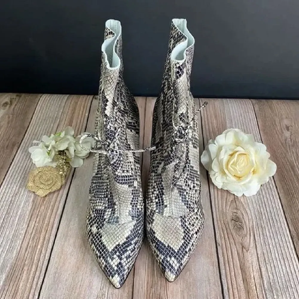 Nine West Snakeskin Leather Booties 6.5