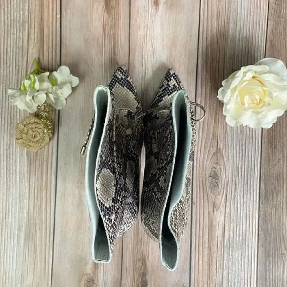 Nine West Snakeskin Leather Booties 6.5