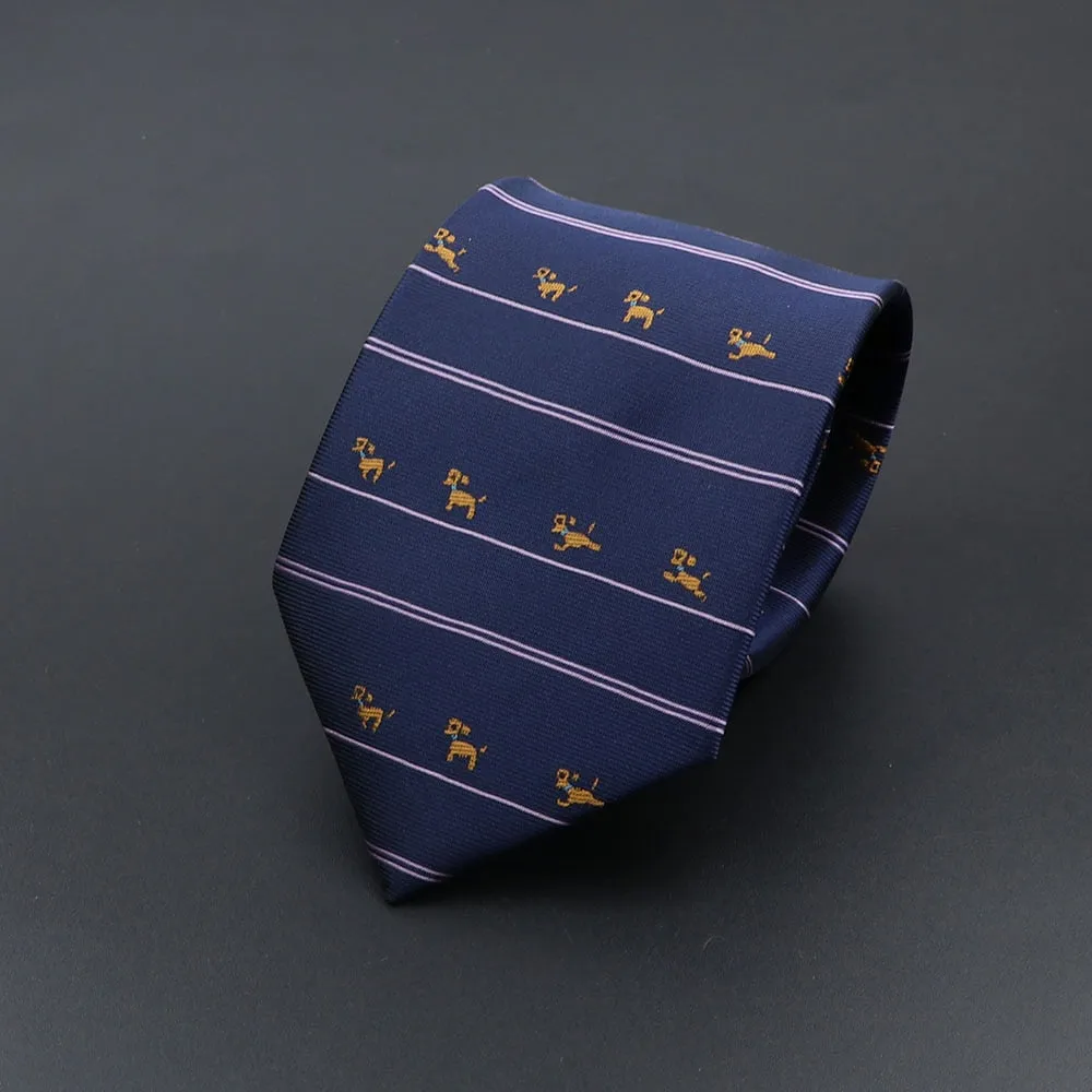 Novelty Ties For Men Cartoon Dog Dots Paisley Striped Fashion Mens Business Meeting Wedding Tuxedo Suit Shirt Daily Wear Cravat
