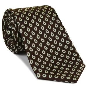 Off-White on Dark Chocolate Print Silk Bow Tie MCBT-539
