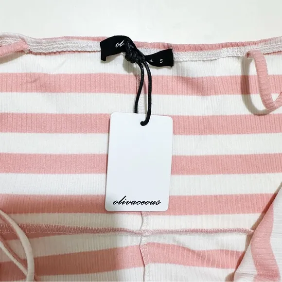 Olivaceous Pink Striped Wrap Midi Dress S