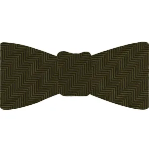 Olive Green Herringbone Silk Bow Tie #HBBT-12