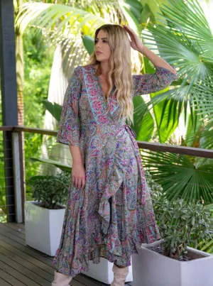 Olive Wrap Dress by Cienna