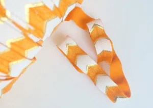 Orange Fancy Chevron - FOE - Fold Over Elastic