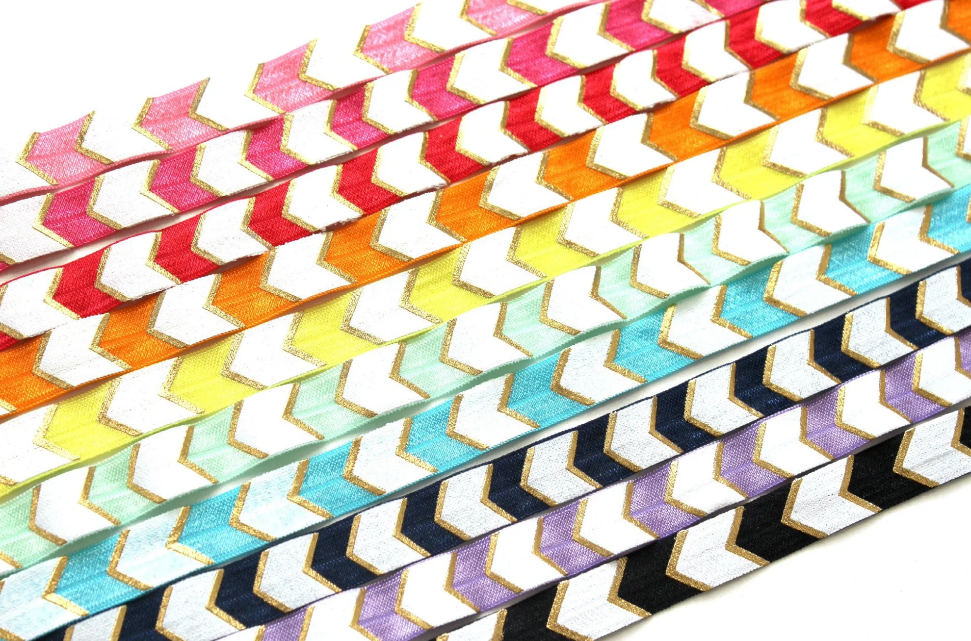 Orange Fancy Chevron - FOE - Fold Over Elastic
