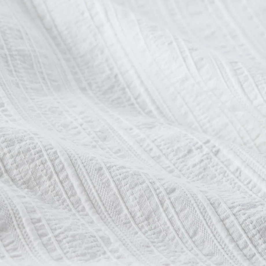 Organic Cotton White Textured Duvet Cover-King