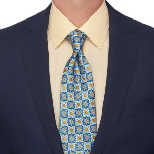 Ortigia Light Blue and Yellow Duchesse Silk Tie