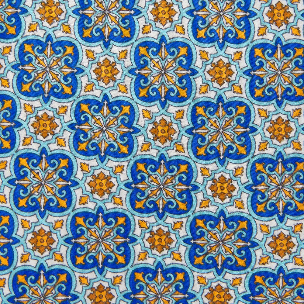 Ortigia Light Blue and Yellow Duchesse Silk Tie
