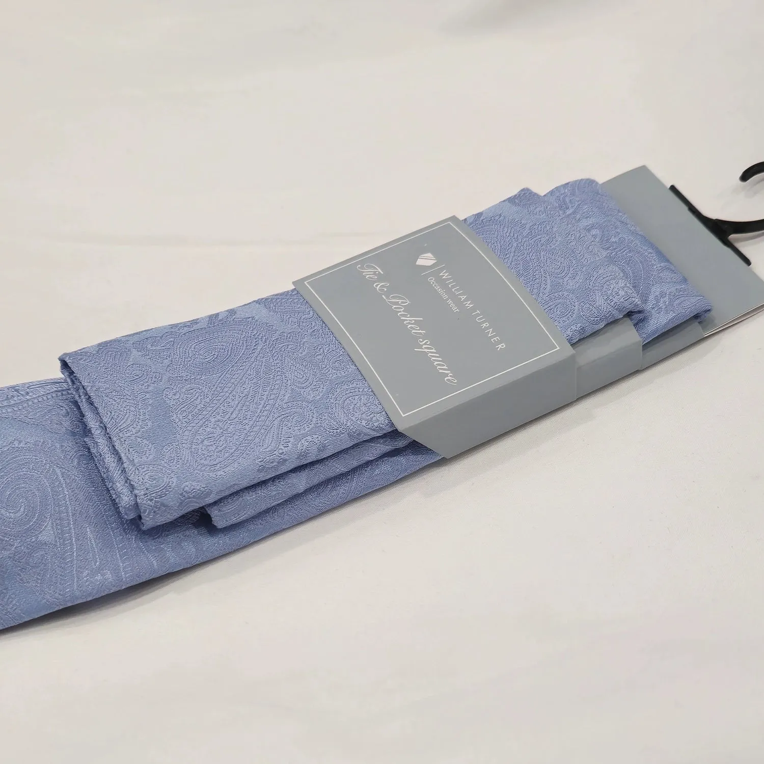 Paisley Print Tie and Hankie Set - Cornflower