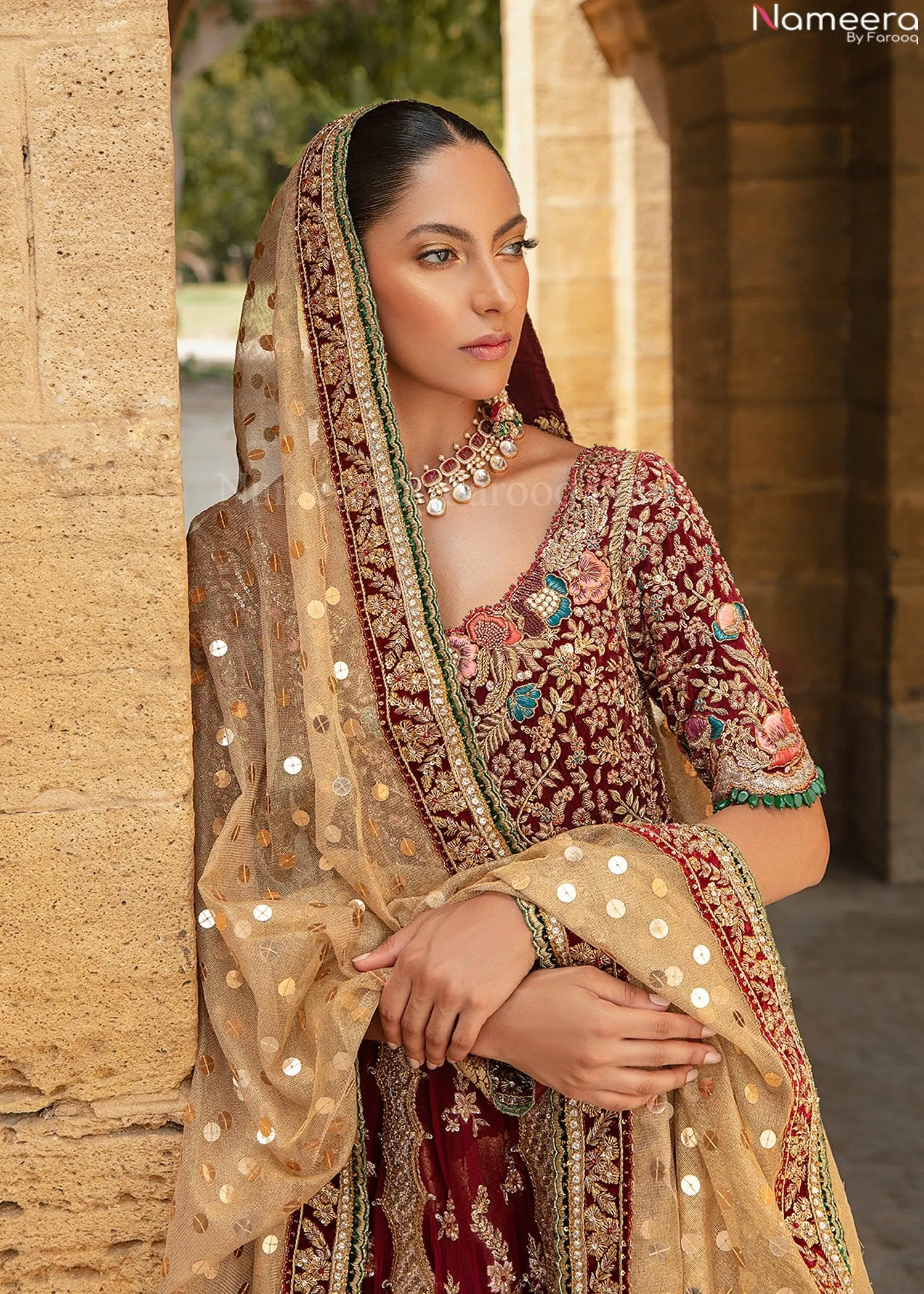 Pakistani Embellished Farshi Lehenga for Bride #BN963