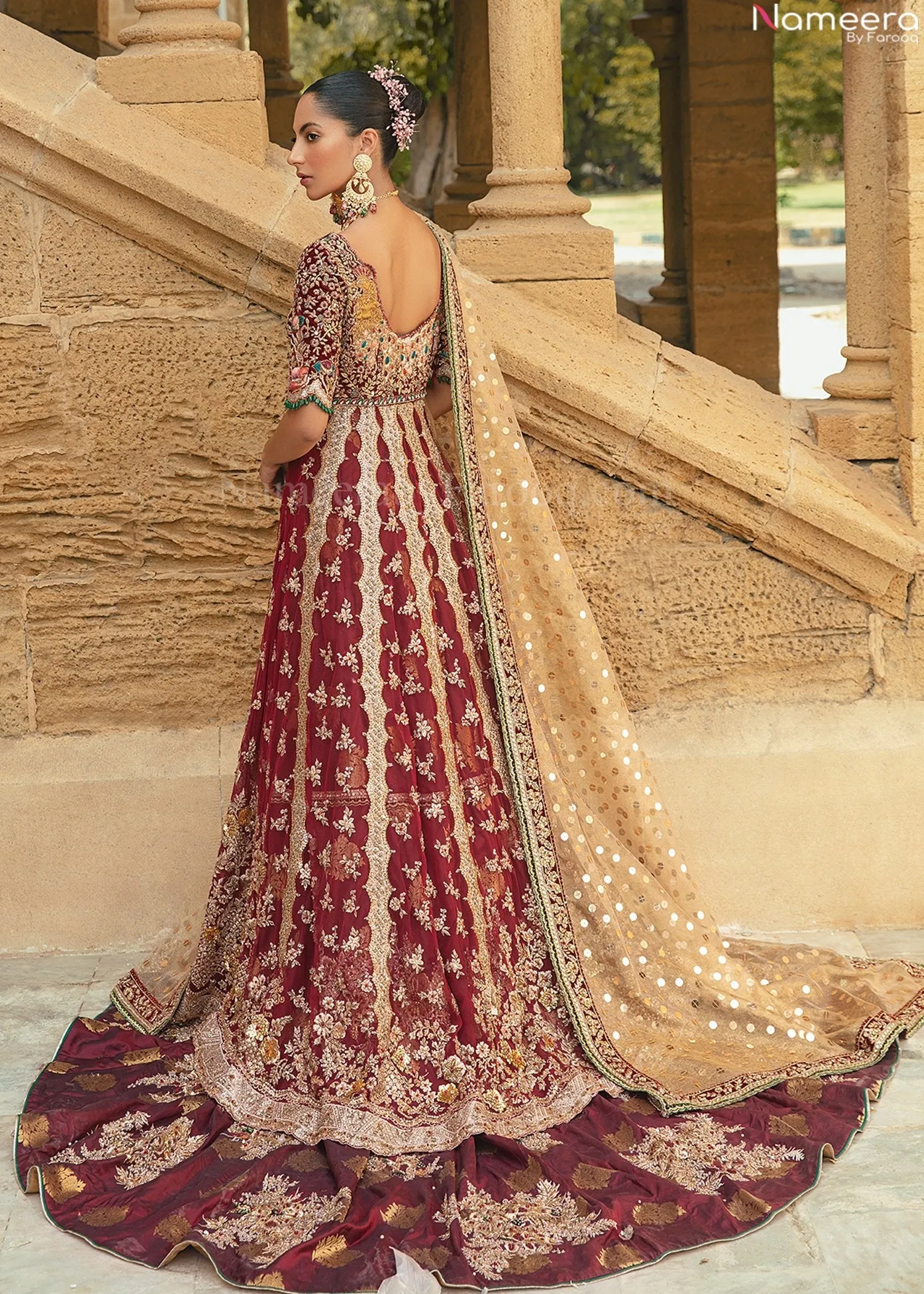 Pakistani Embellished Farshi Lehenga for Bride #BN963
