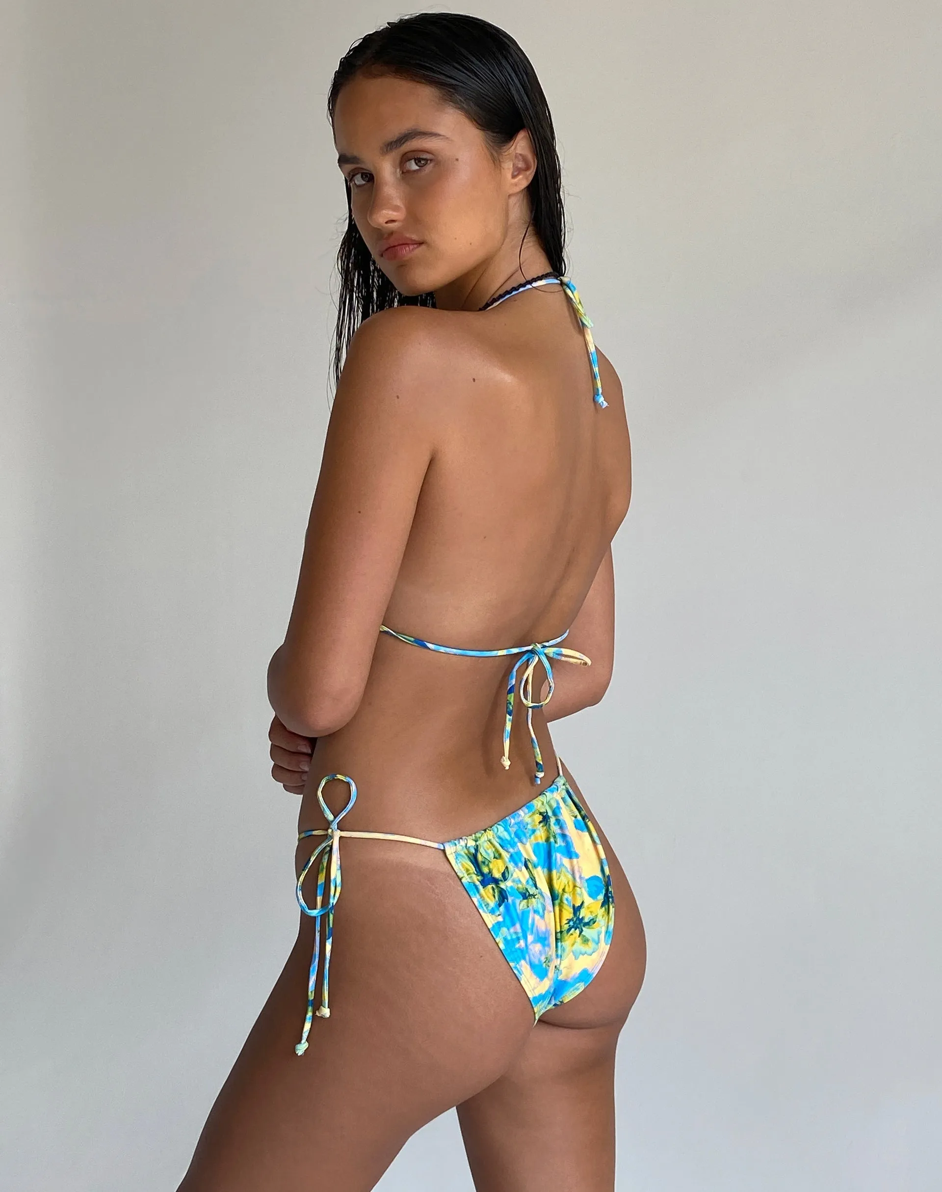 Pami Bikini Top in Blue Watercolour Floral