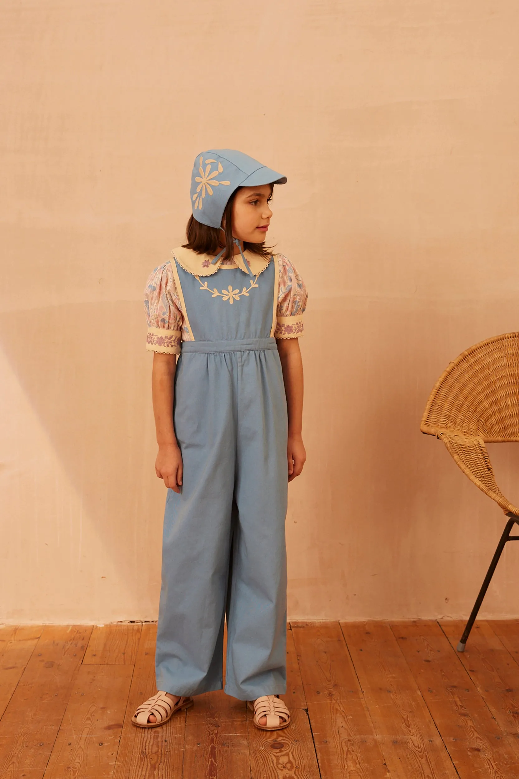 Peaked Cap Bonnet - Cornflower Twill/Mayols Stripe (EXCLUSIVE)