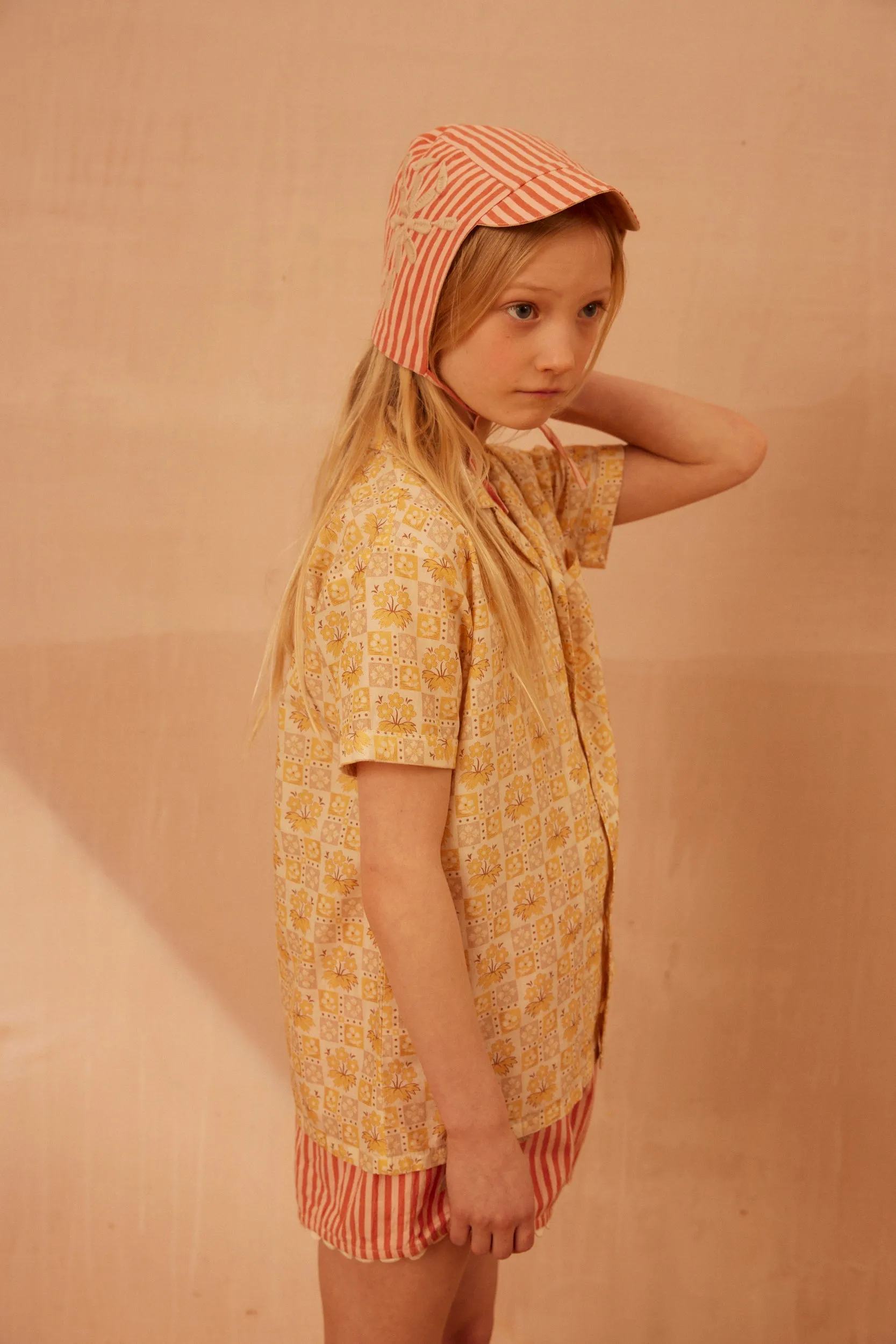 Peaked Cap Bonnet - Cornflower Twill/Mayols Stripe (EXCLUSIVE)
