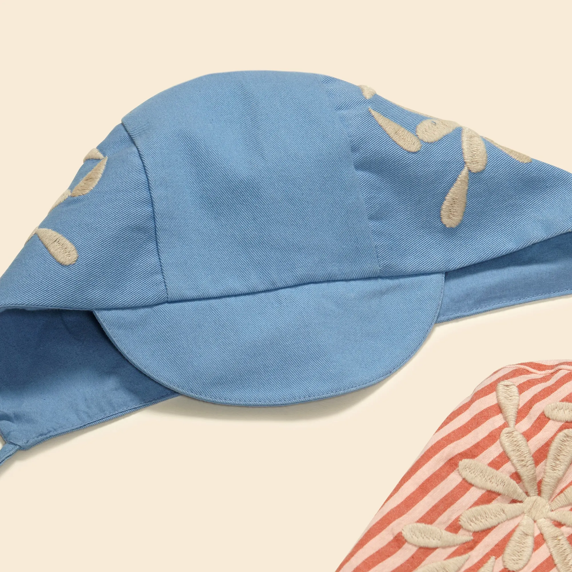 Peaked Cap Bonnet - Cornflower Twill/Mayols Stripe (EXCLUSIVE)