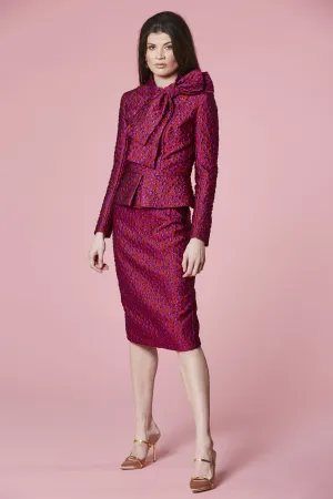 Peplum bow suit - Jacquard